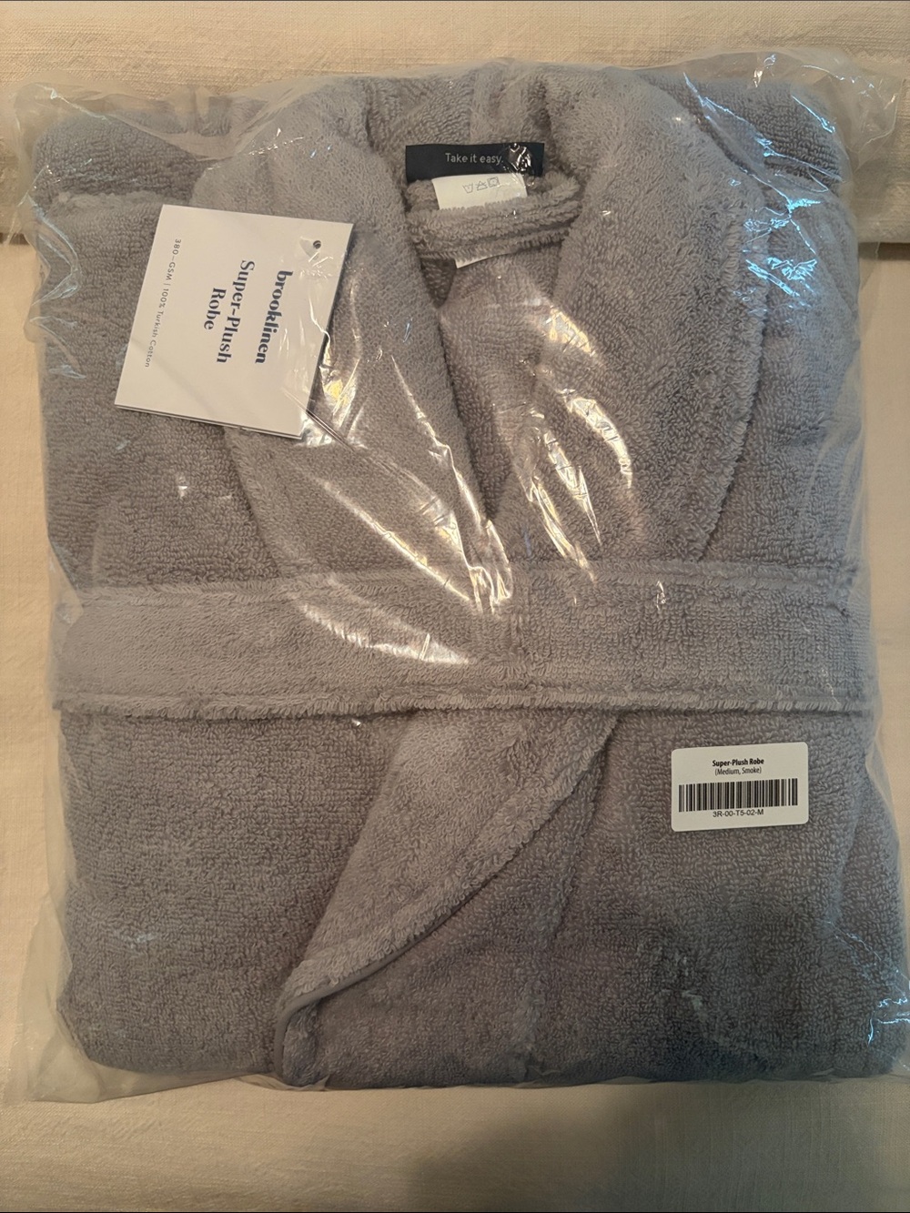 Brooklinen Super-Plush Robe in Light Gray